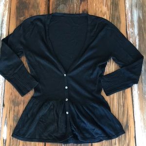 Black Peplum Cardigan Sweater